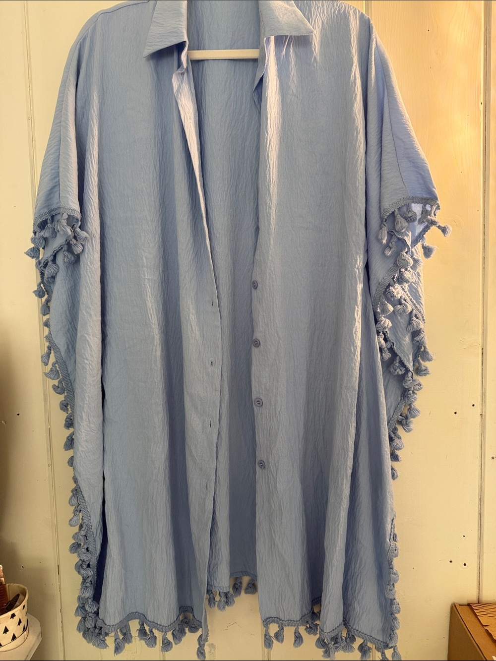 Light Blue Women's Tassel-Trim Swim Coverup